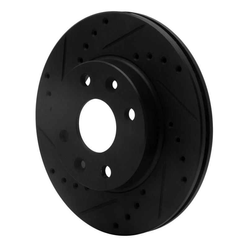 R1 94-00 Kia Spectra Front Left Drilled & Slotted Black Brake Rotor