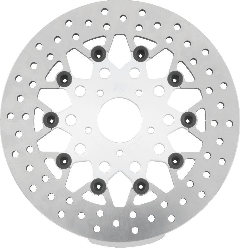 Twin Power 08-13 FLH FLT 08-16 FLHR 06-17 Dyna Front 11.8 Floating Mesh Rotor Silver
