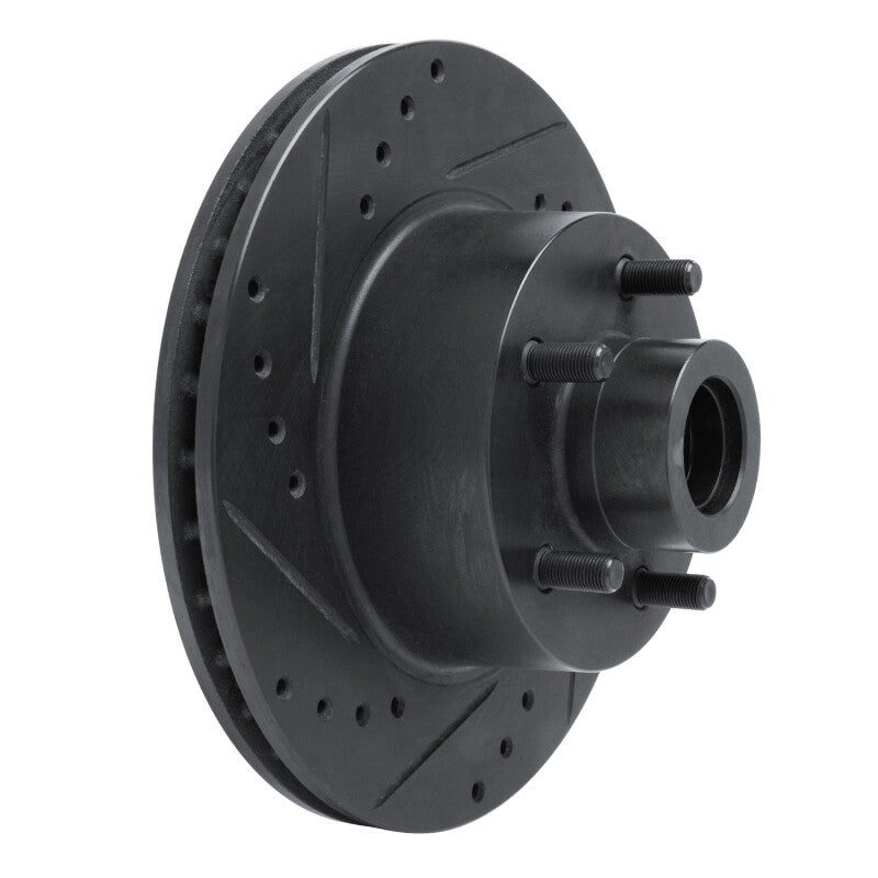 R1 70-72 Dodge Challenger Front Left Drilled & Slotted Black Brake Rotor