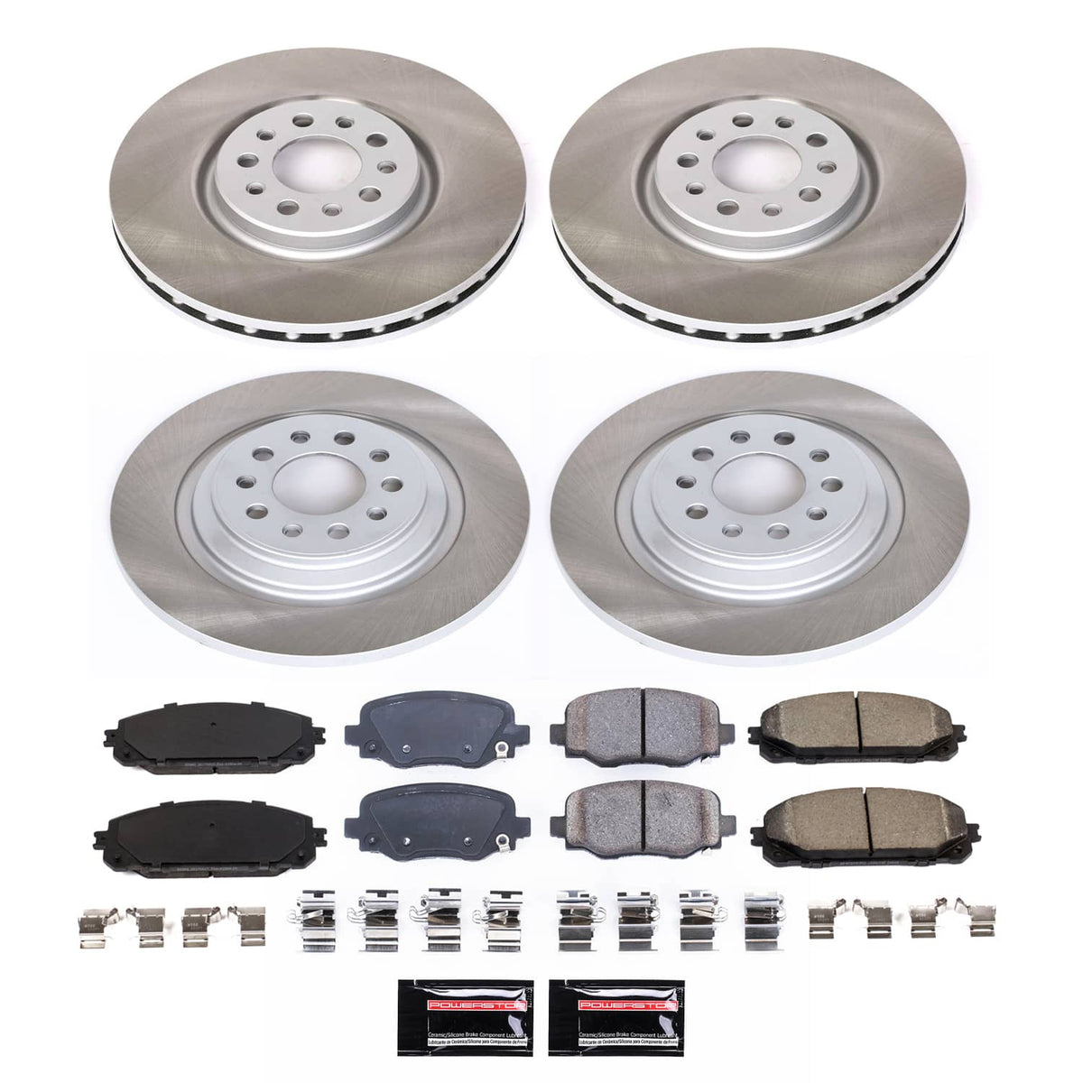 Power Stop 16-22 Jeep Cherokee Front and Rear Semi-Coated Rotor Kit