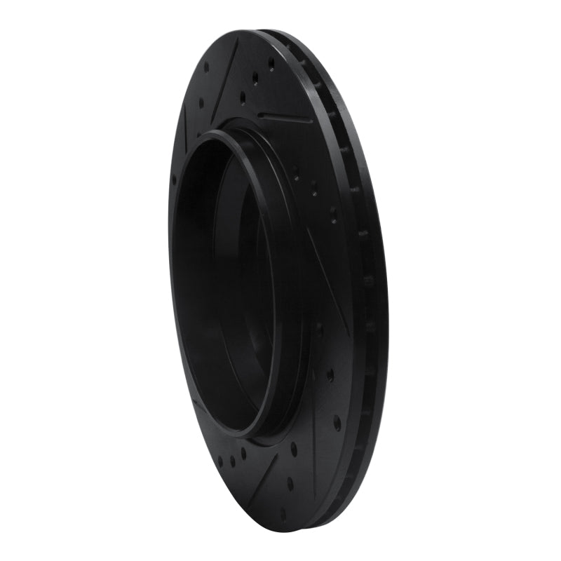 R1 03-14 Volvo XC90 Rear Right Drilled & Slotted Black Brake Rotor