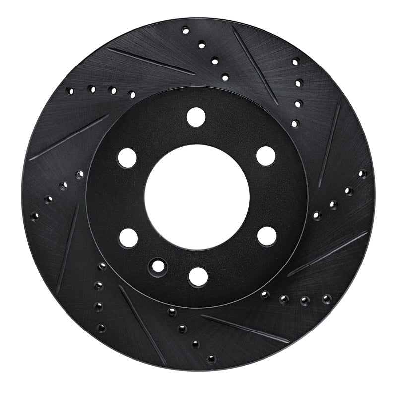 R1 06-25 American Coach PatRiot Front Right Drilled & Slotted Black Brake Rotor