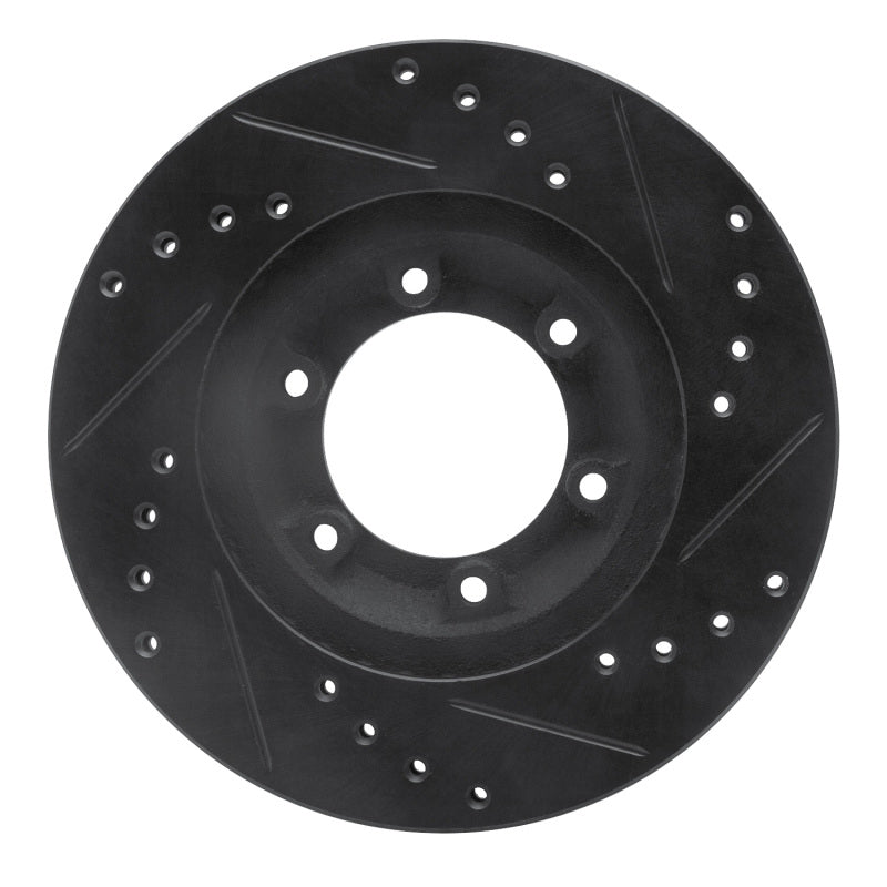 R1 84-87 Isuzu Pickup Front Left Drilled & Slotted Black Brake Rotor