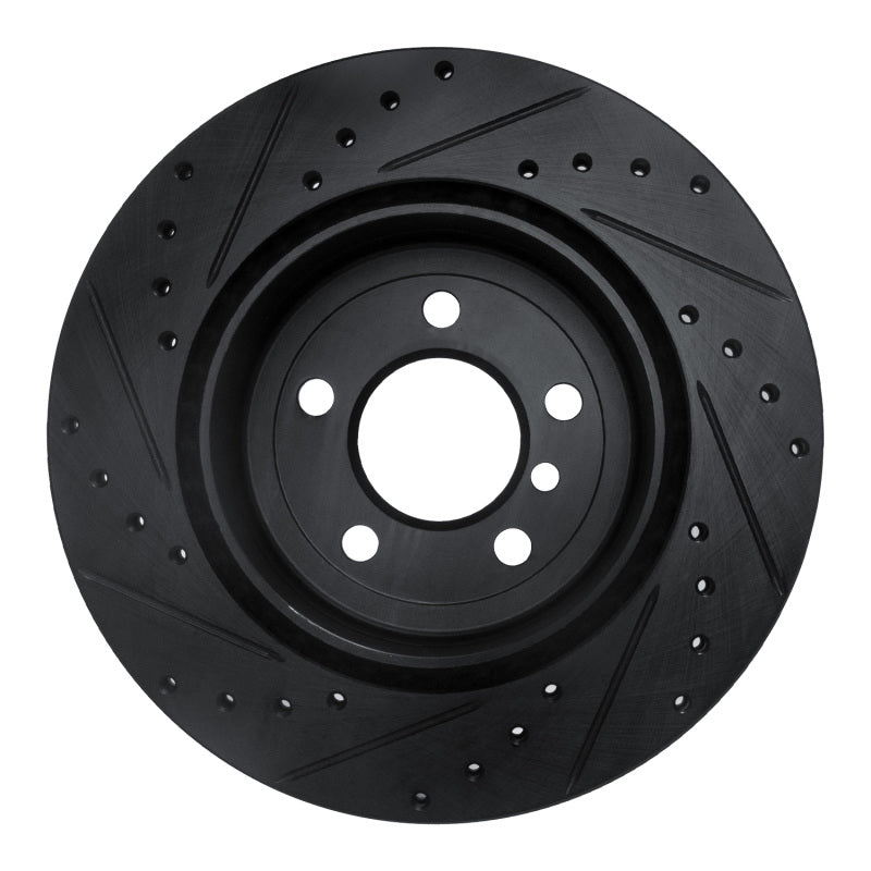 R1 11-16 BMW 535I Rear Right Drilled & Slotted Black Brake Rotor
