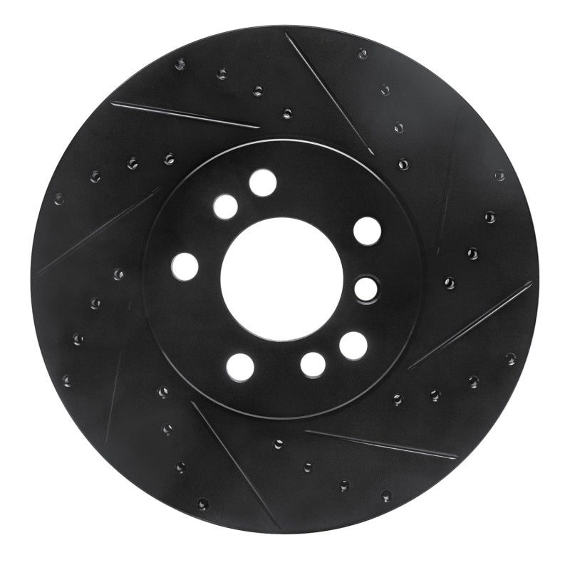 R1 00-06 BMW X5 Front Right Drilled & Slotted Black Brake Rotor