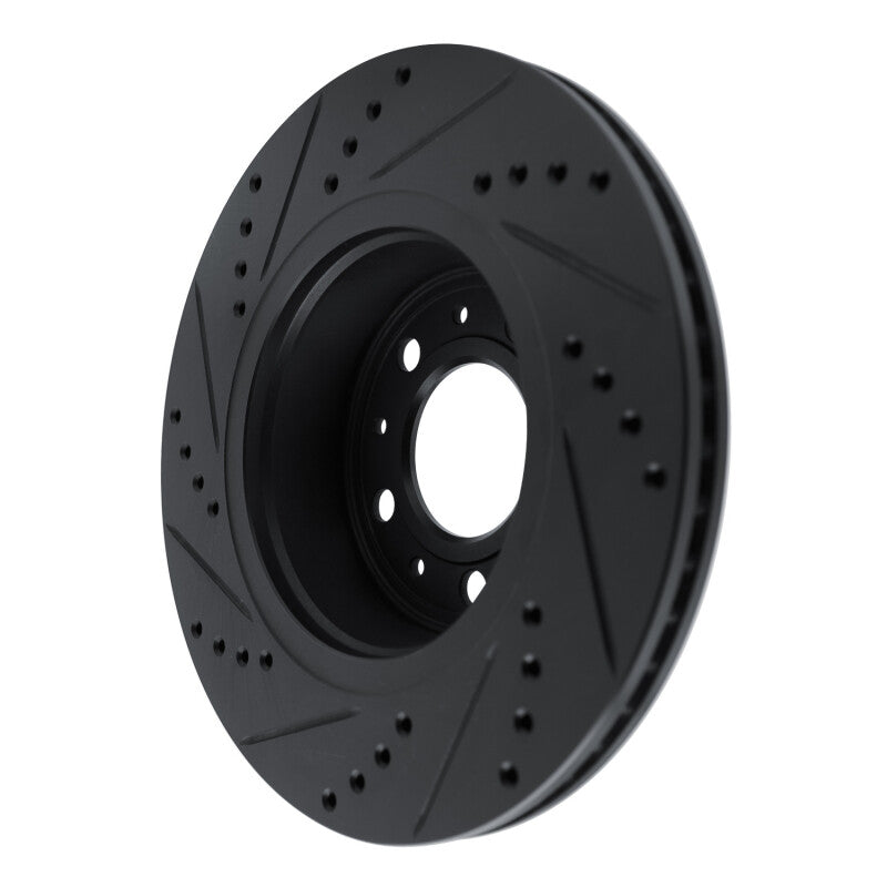 R1 82-92 Volvo 740 Front Right Drilled & Slotted Black Brake Rotor
