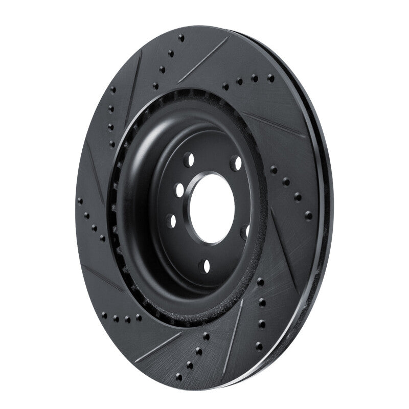 R1 16-24 Jaguar XF Rear Right Drilled & Slotted Black Brake Rotor