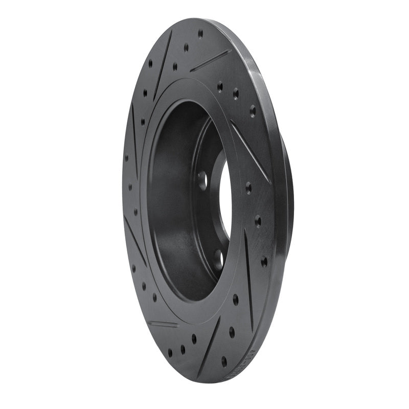 R1 11-16 Mini Cooper Countryman Rear Right Drilled & Slotted Black Brake Rotor