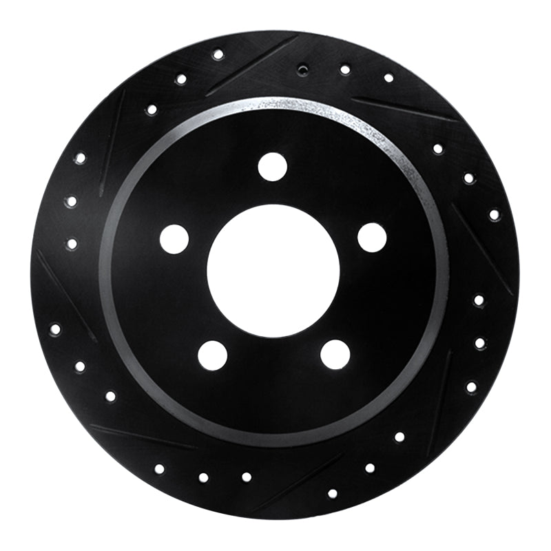 R1 93-98 Jeep Grand Cherokee Rear Left Drilled & Slotted Black Brake Rotor