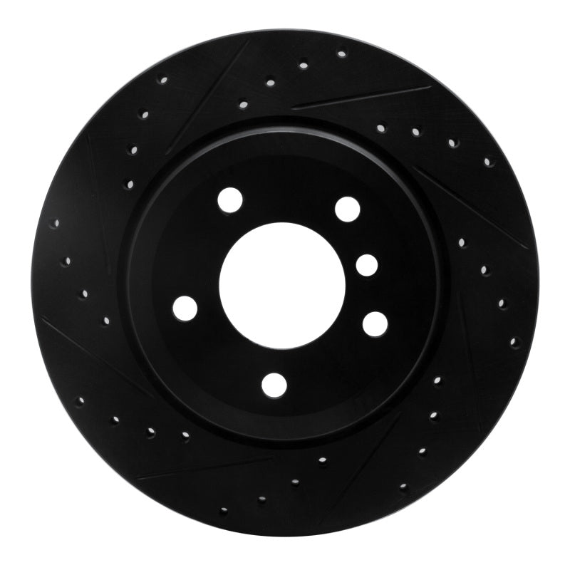 R1 08-13 BMW 135I Rear Left Drilled & Slotted Black Brake Rotor