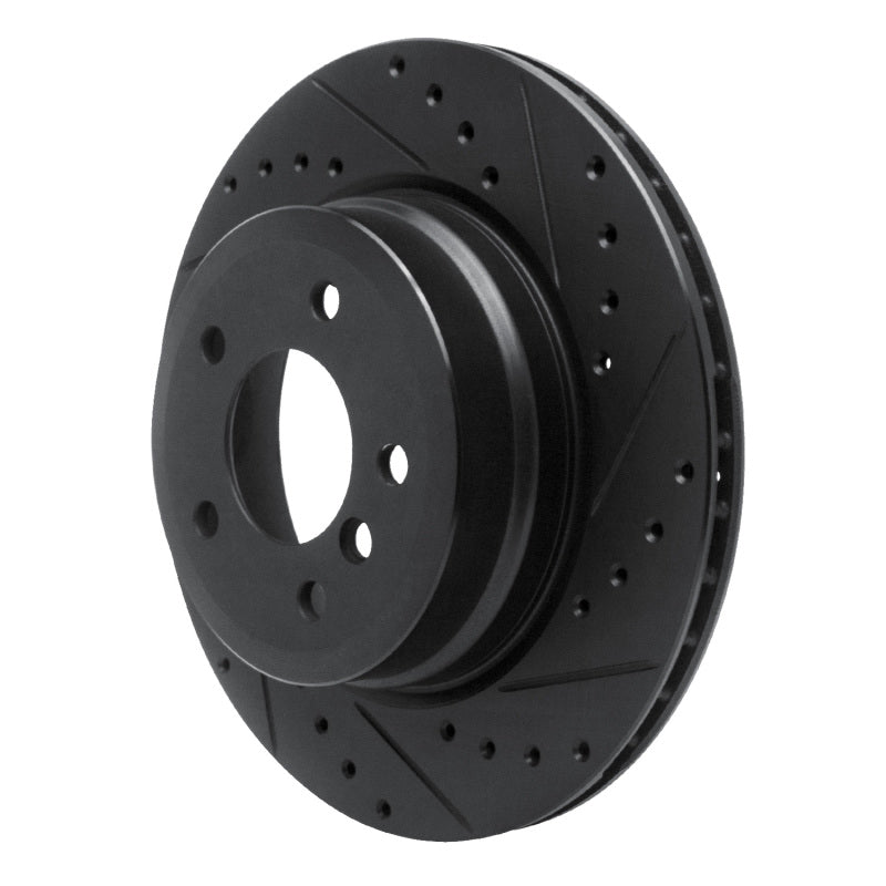 R1 08-13 BMW 135IS Rear Right Drilled & Slotted Black Brake Rotor