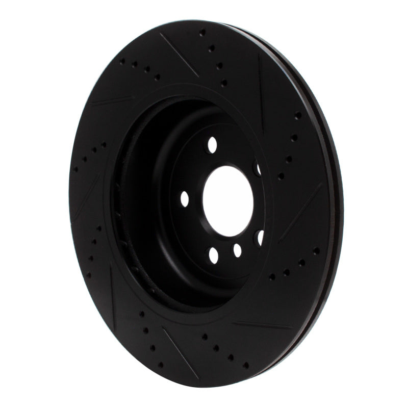 R1 17-25 BMW 430I Right Rear Drilled & Slotted Black Brake Rotor