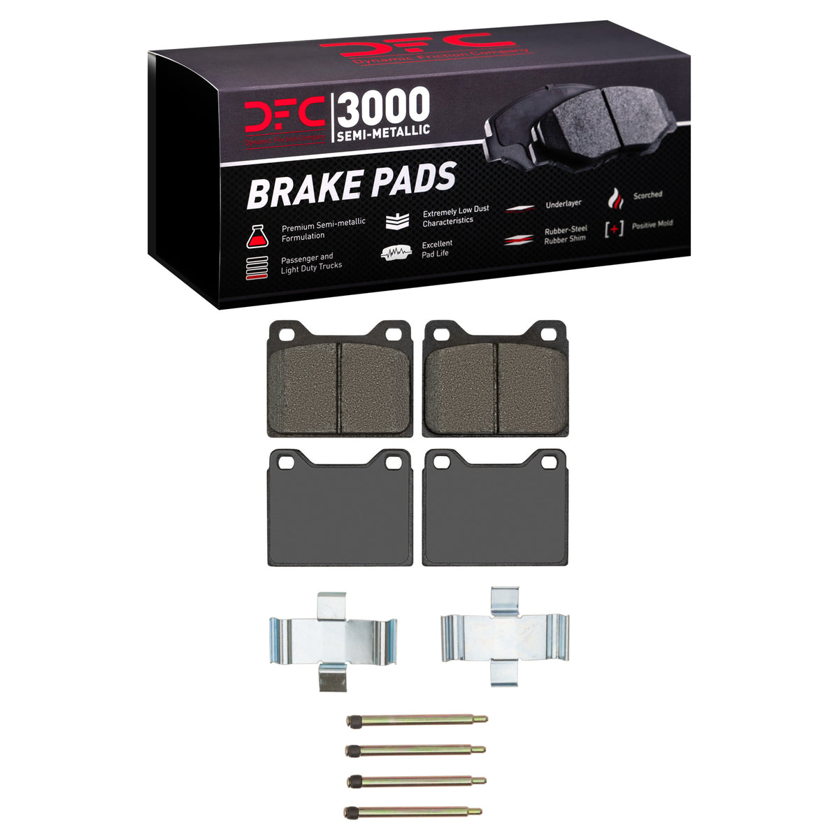DFC 72-75 Volvo 164 Front 3000 Semi-Metallic Brake Pads and Hardware Kit