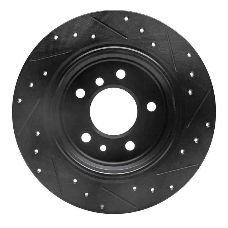 R1 89-95 BMW 530I Rear Left Drilled & Slotted Black Brake Rotor