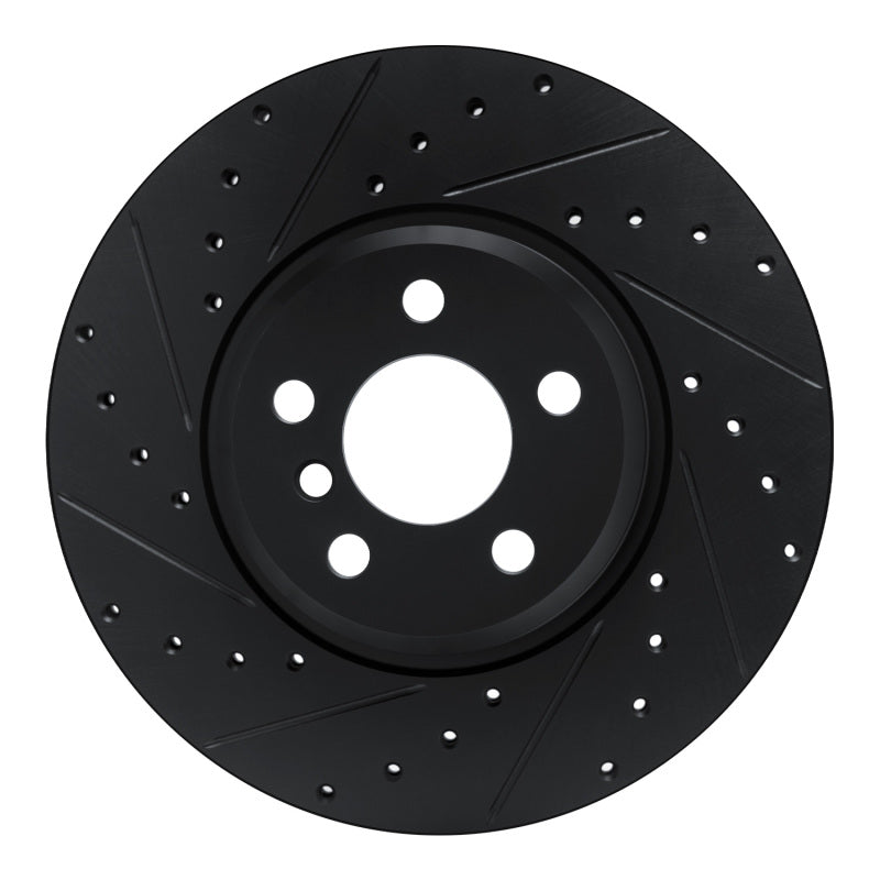 R1 18-25 BMW 430I xDrive Gran Coupe Front Left Drilled & Slotted Black Brake Rotor