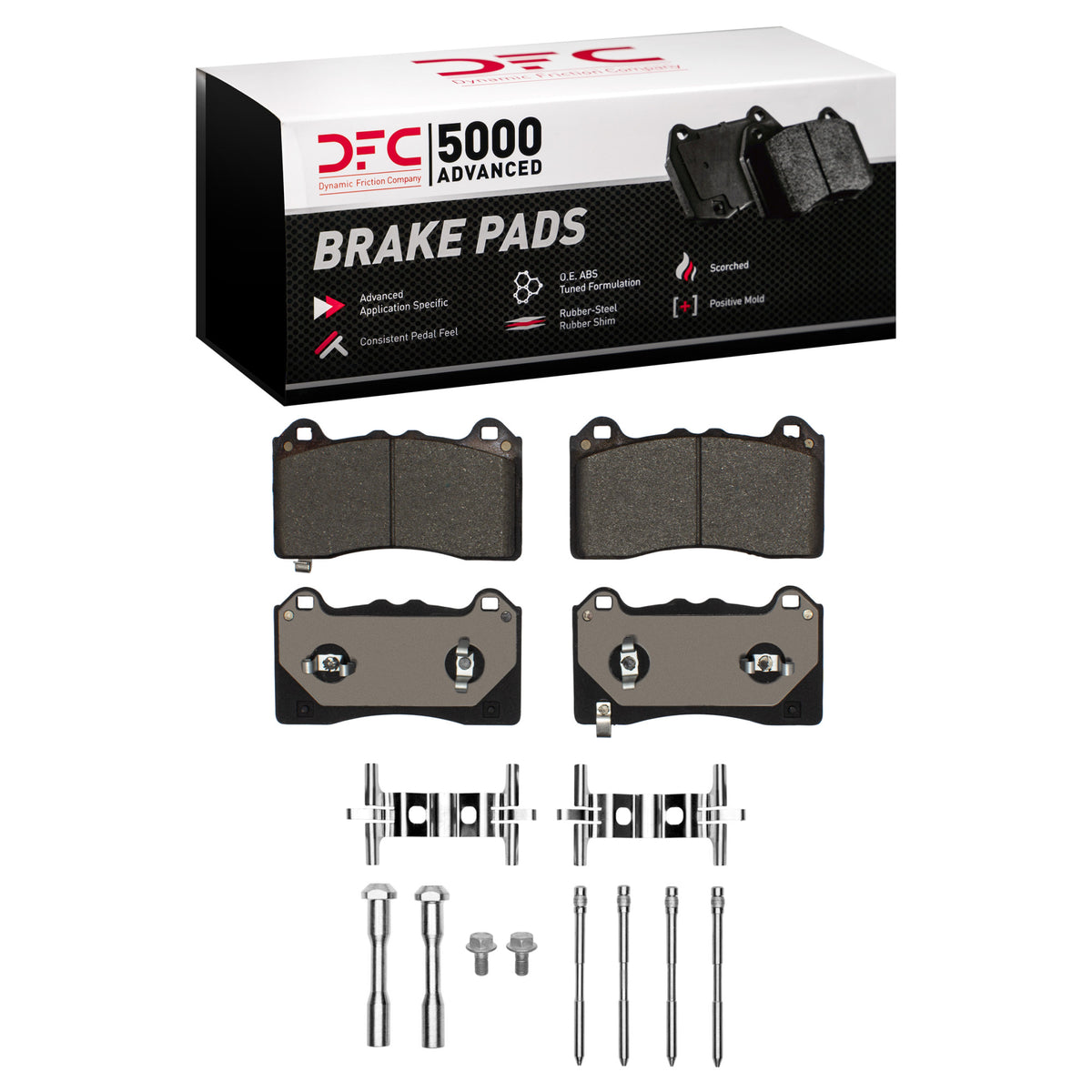 DFC 21-25 Ford Mustang Mach-E Front 5000 Advanced Low Metallic Brake Pads and Hardware Kit