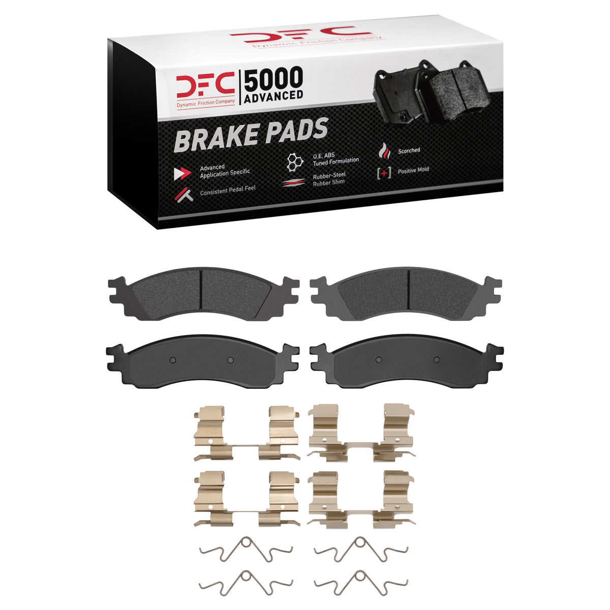 DFC 10-12 Ford Taurus SHO Front 5000 Advanced Low Metallic Brake Pads and Hardware Kit
