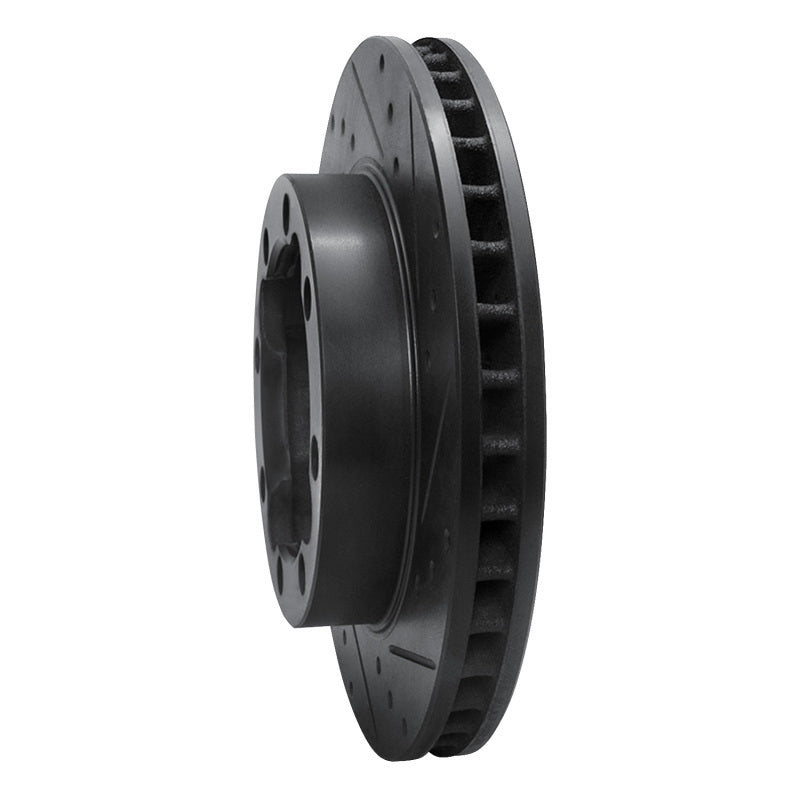 R1 88-00 Chevrolet K1500 Suburban Front Right Drilled & Slotted Black Brake Rotor