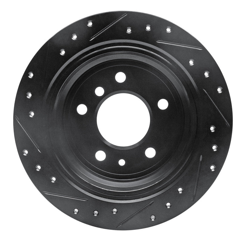 R1 81-86 BMW 735I Rear Right Drilled & Slotted Black Brake Rotor