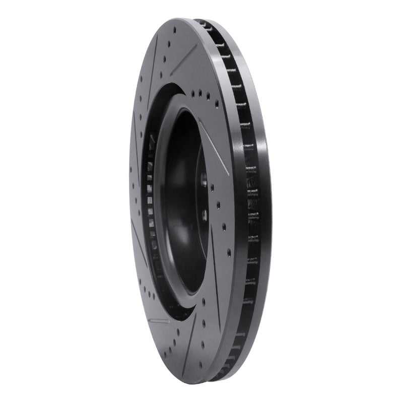 R1 05-09 Land Rover LR3 Front Right Drilled & Slotted Black Brake Rotor
