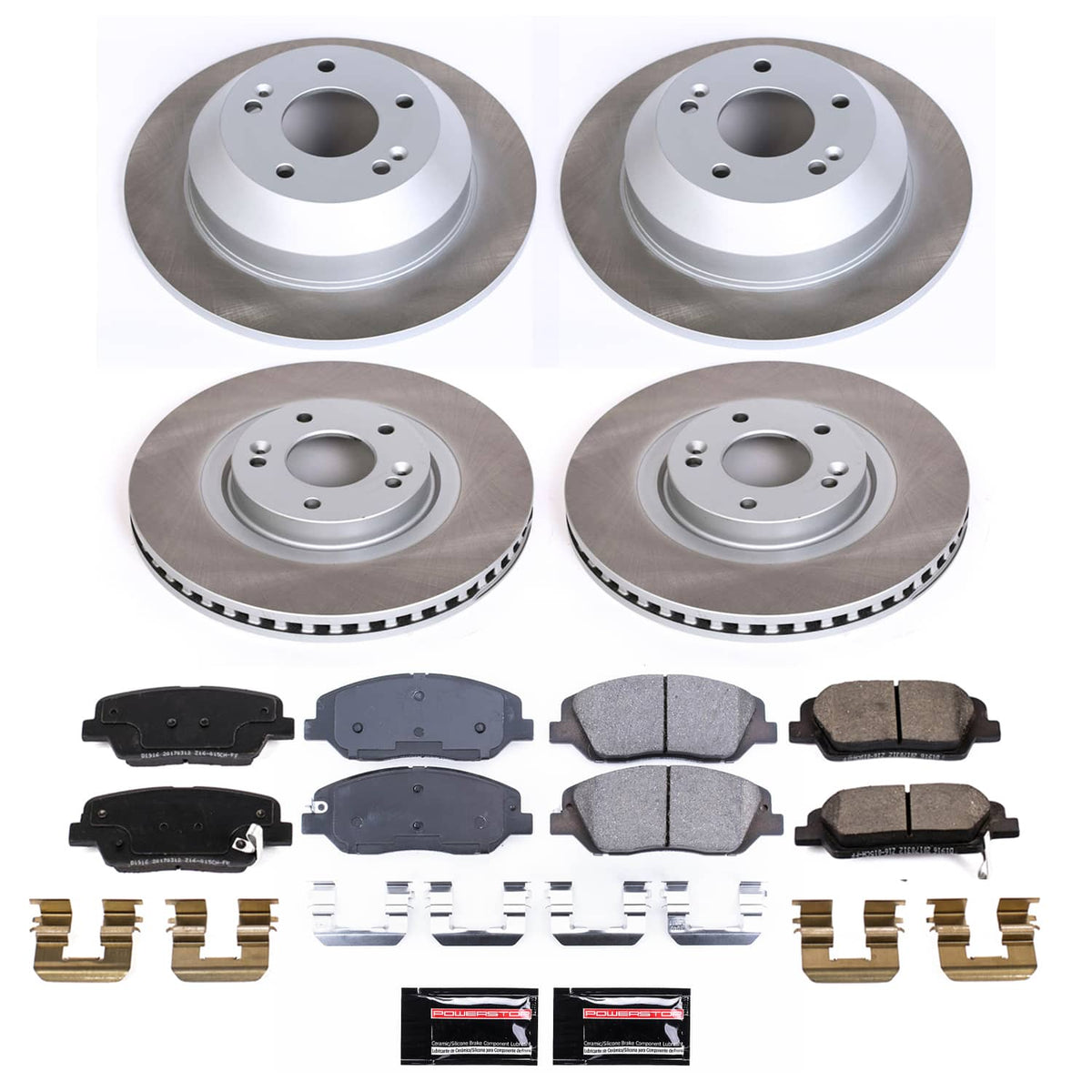 Power Stop 17-18 Hyundai Santa Fe Front and Rear Semi-Coated Rotor Kit