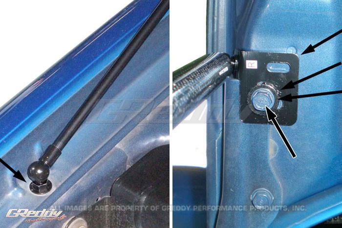 GReddy 05-07 Subaru WRX/STi  Engine Hood Lifter Kit (Designed for OEM weight hoods.)