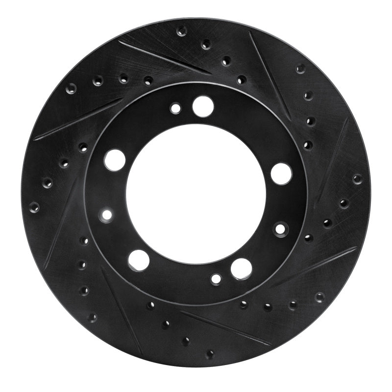 R1 87-89 Porsche 944 Except Turbo Front Right Drilled & Slotted Black Brake Rotor