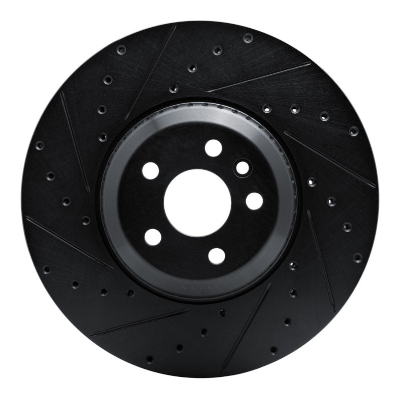R1 20-25 Jaguar E-Pace Front Left Drilled & Slotted Black Brake Rotor