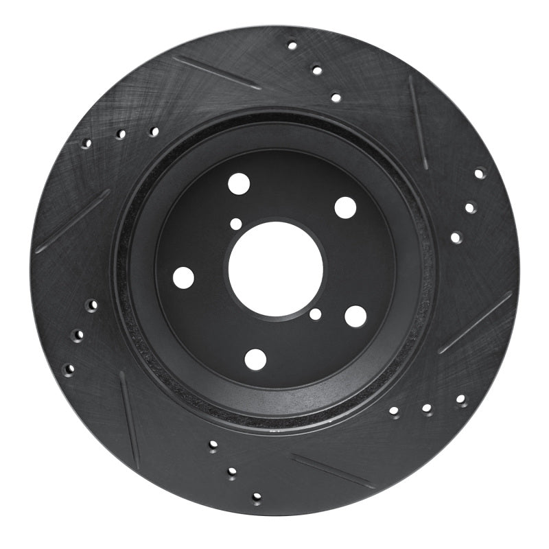 R1 -25 Subaru Crosstrek Rear Left Drilled & Slotted Black Brake Rotor