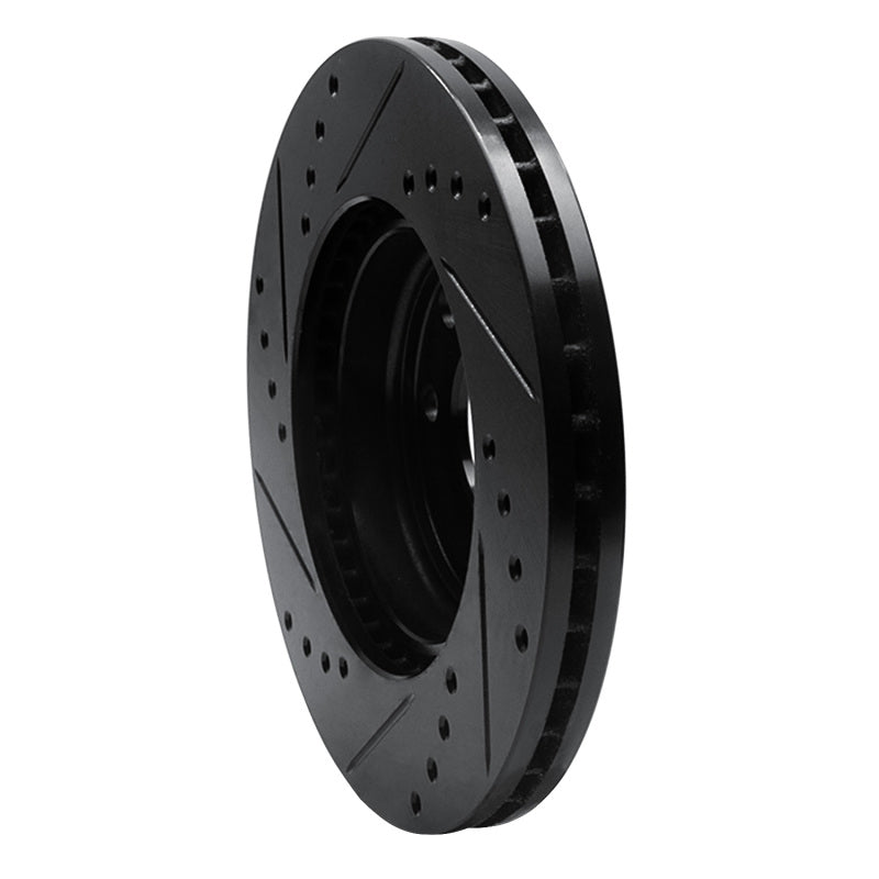 R1 00-02 Daewoo Nubira Front Right Drilled & Slotted Black Brake Rotor