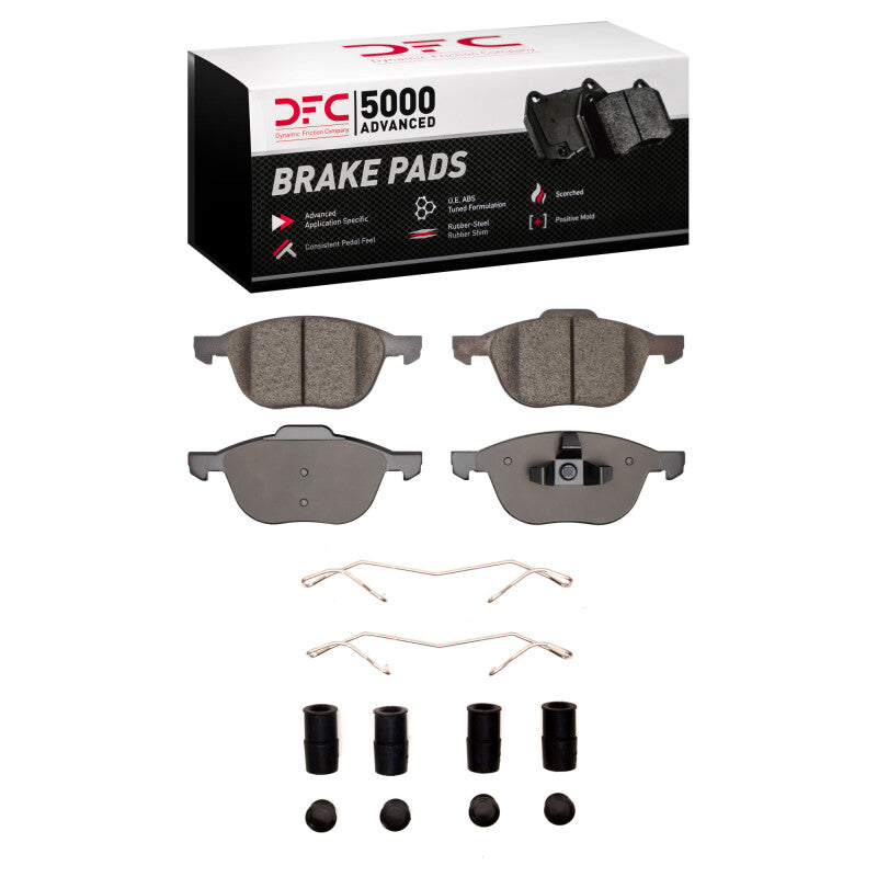 DFC 04-18 Ford Focus Front 5000 Advanced Low Metallic Brake Pads and Hardware Kit