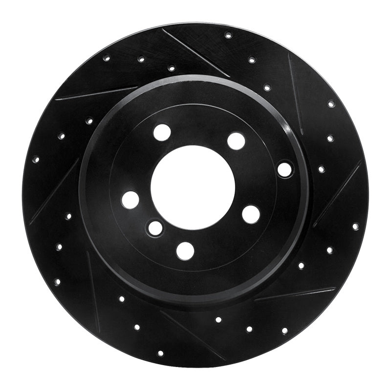 R1 03-05 Land Rover Range Rover Rear Right Drilled & Slotted Black Brake Rotor