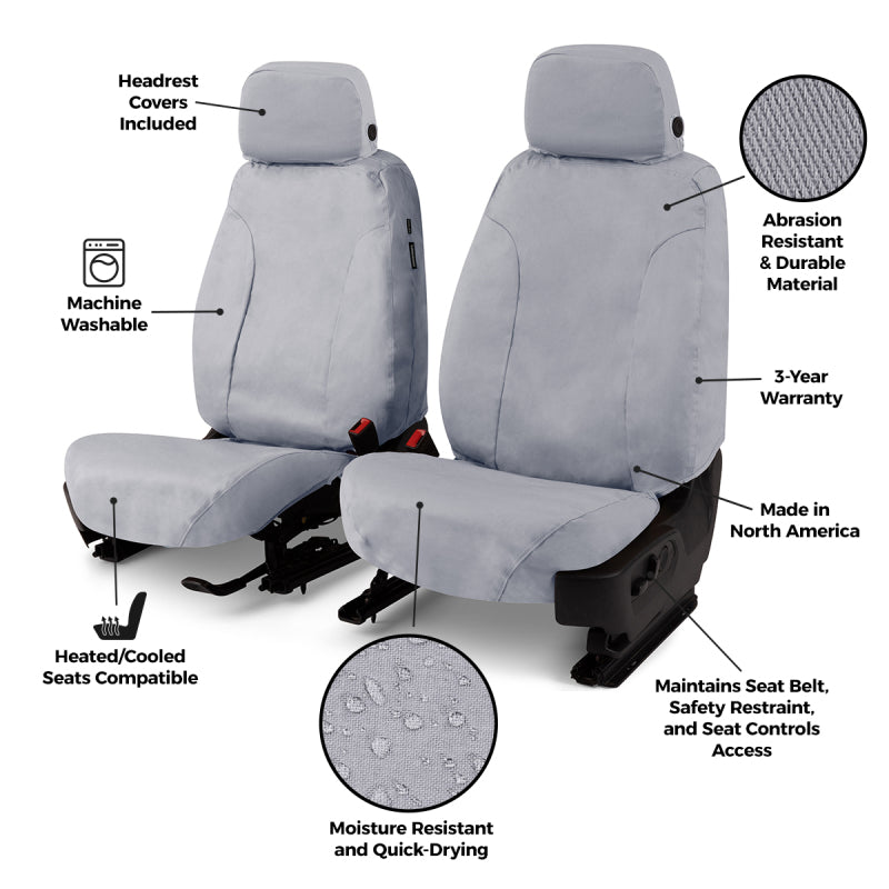 Covercraft 18-22 Dodge Ram ProMaster Polycotton SeatSaver Custom Front Row Seat Covers-Misty Grey