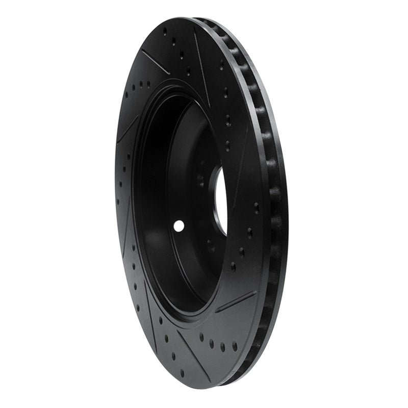 R1 17-19 Genesis G90 Rear Left Drilled & Slotted Black Brake Rotor