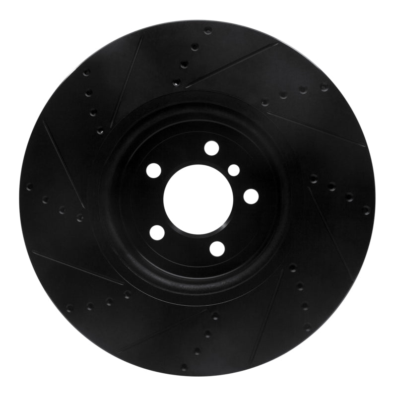 R1 13-20 BMW 440I Coupe Front Right Drilled & Slotted Black Brake Rotor