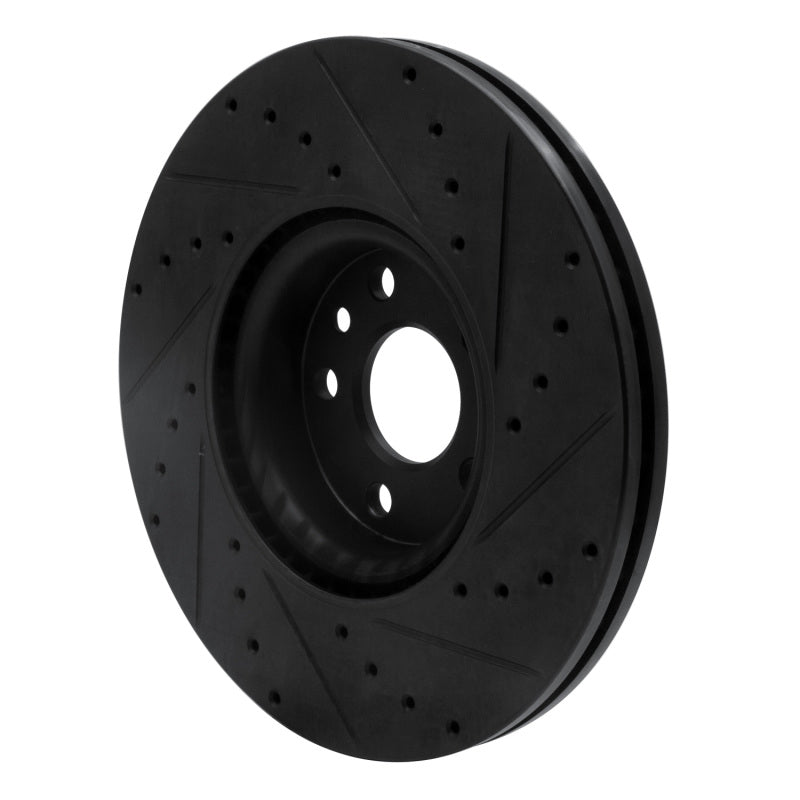 R1 16-17 Volvo XC60 Front Left Drilled & Slotted Black Brake Rotor