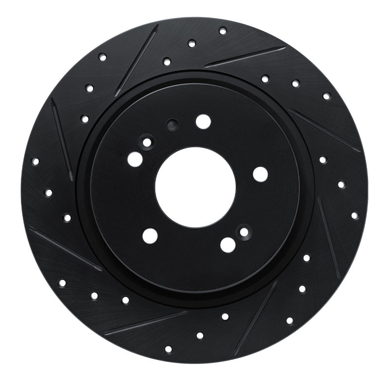 R1 -25 Hyundai Palisade Rear Left Drilled & Slotted Black Brake Rotor