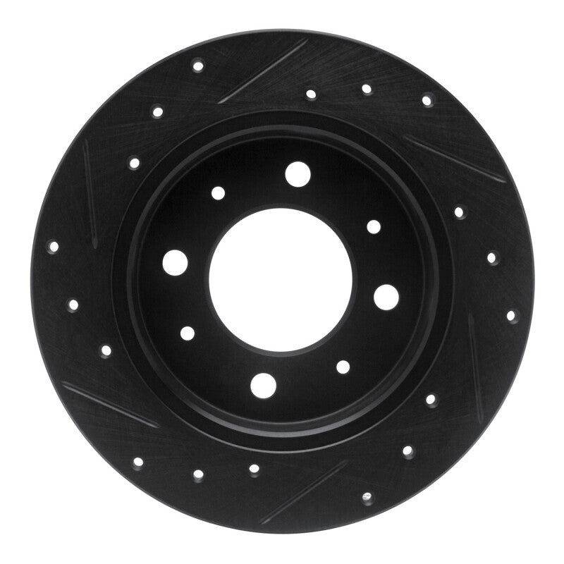 R1 04-09 Kia Spectra Rear Right Drilled & Slotted Black Brake Rotor