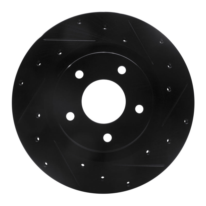 R1 07-25 Chrysler 200 Front Right Drilled & Slotted Black Brake Rotor