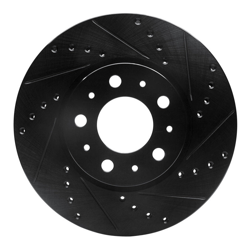 R1 95-04 Volvo S90 Front Right Drilled & Slotted Black Brake Rotor