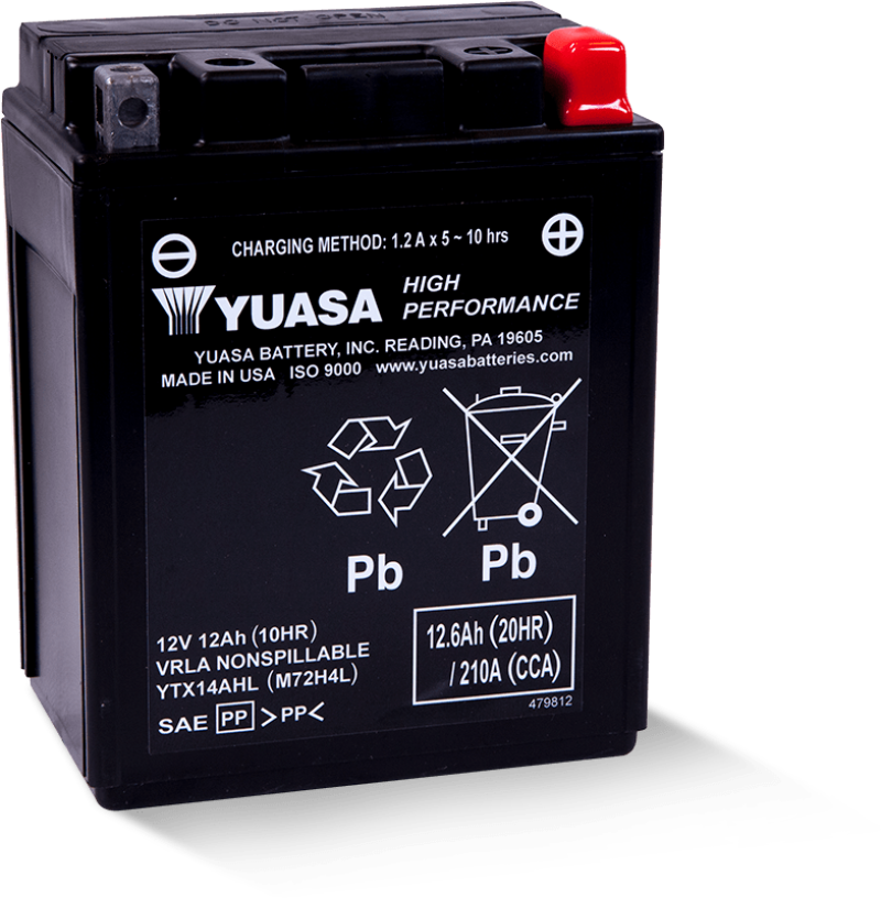 Yuasa YTX14AHL Maintenance Free AGM 12-Volt Battery