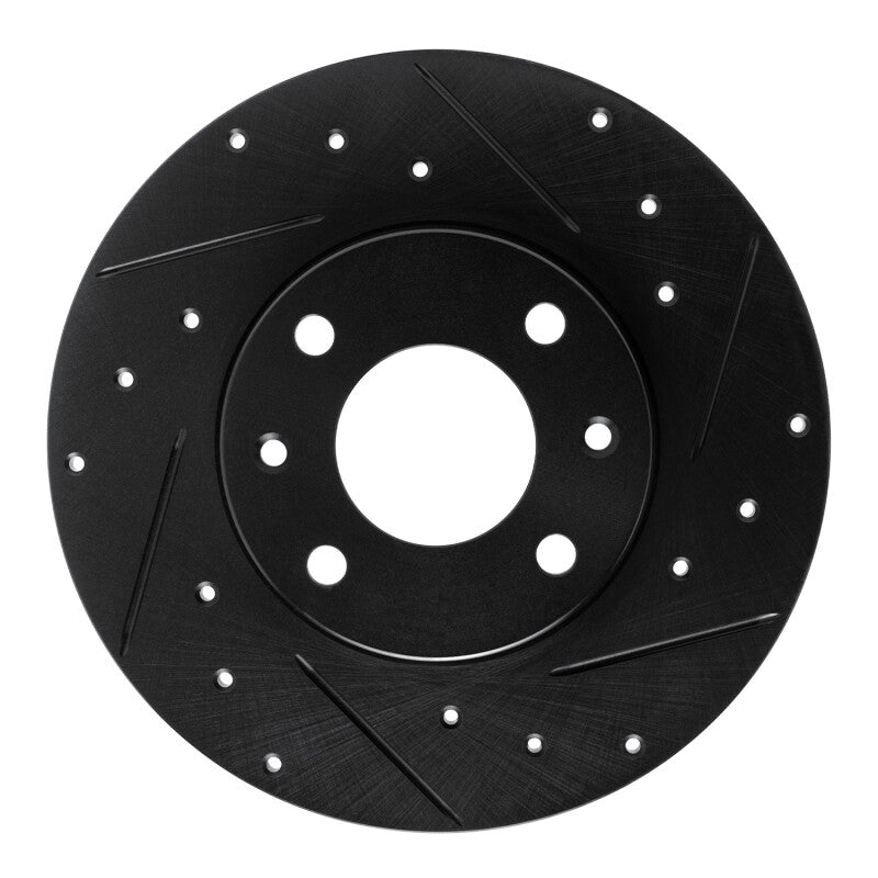 R1 89-91 Peugeot 405 Front Right Drilled & Slotted Black Brake Rotor