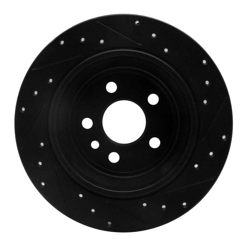 R1 13-15 Land Rover LR2 Rear Left Drilled & Slotted Black Brake Rotor