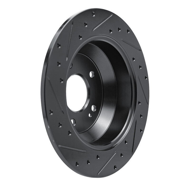 R1 15-20 Kia Sorento Rear Right Drilled & Slotted Black Brake Rotor