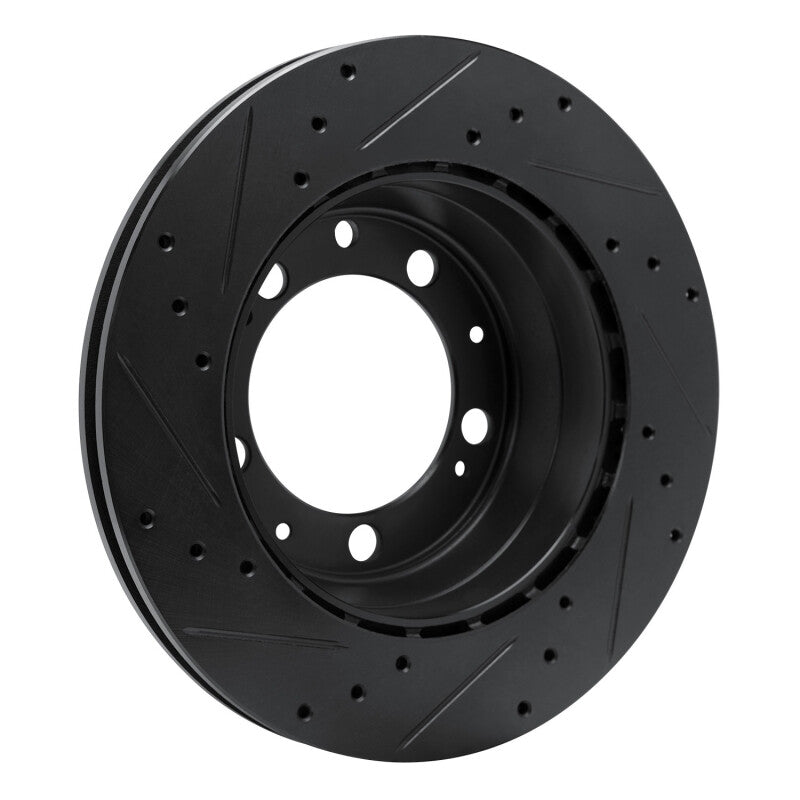 R1 86-95 Porsche 944 Turbo Rear Right Drilled & Slotted Black Brake Rotor