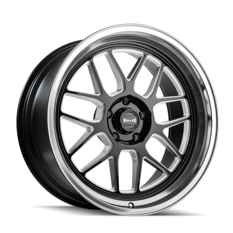 Ridler 611 17x8 / 5x114.3 BP / 0mm Offset / 83.82mm Hub Gls Blk/Mill w/ Diamond Cut Lip Wheel