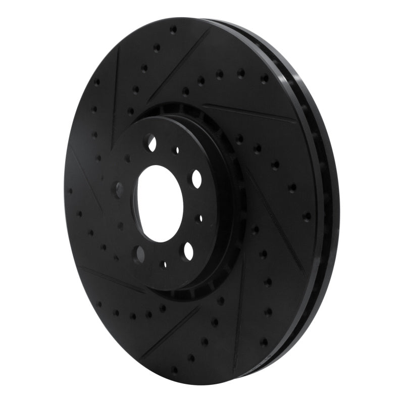 R1 03-14 Volvo XC90 Front Left Drilled & Slotted Black Brake Rotor