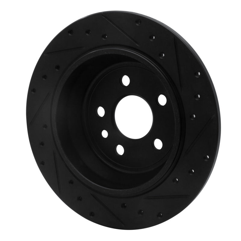 R1 13-15 Land Rover LR2 Rear Left Drilled & Slotted Black Brake Rotor
