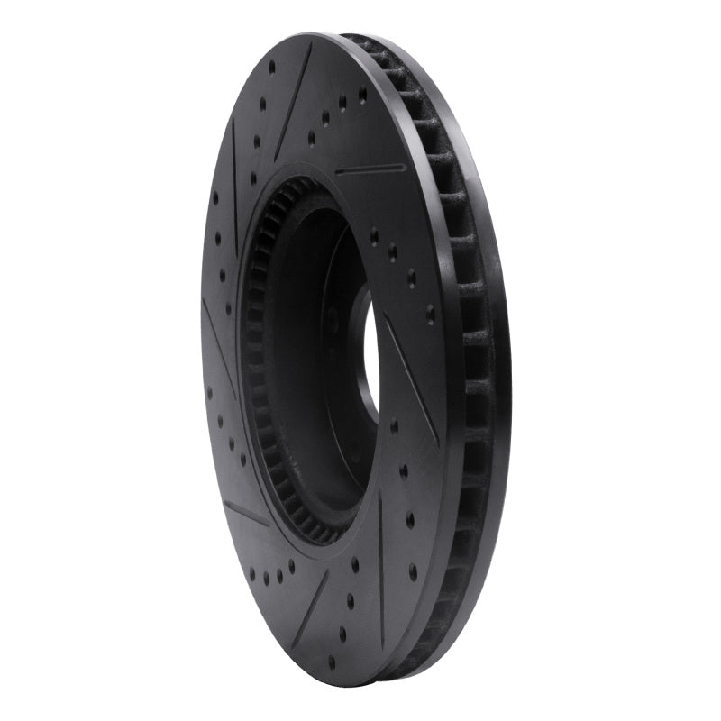 R1 15-19 Kia Soul EV Front Right Drilled & Slotted Black Brake Rotor