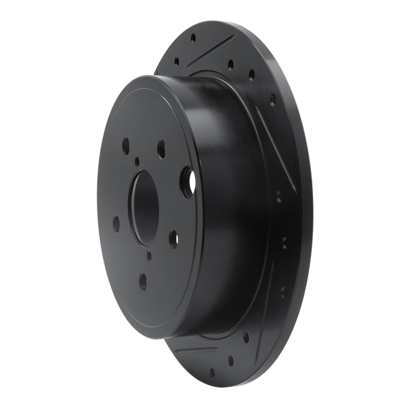 R1 15-21 Subaru WRX Rear Left Drilled & Slotted Black Brake Rotor